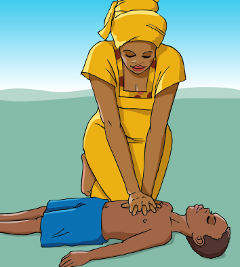 Chest compressions using two hands technique